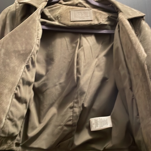 Khaki Green Suede Cropped Moto Jacket - Picture 3 of 7